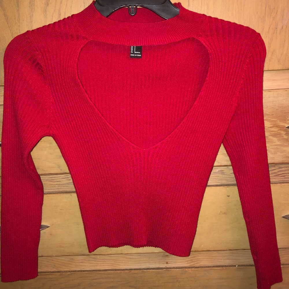 Forever 21 red long sleeve crop top